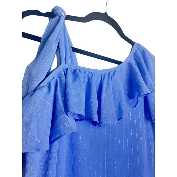 Sequin Hearts Girls Ruffled One-Shoulder Knot Tiying Mini Dress Blue XL - Picture 4 of 13